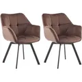 Produktbild: 2er Set Esszimmerstuhl Jordi Samt Braun