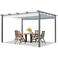 Produktbild: Primeyard Pergola 3x4 M Terrassenüberdachung Mit Grauem Schiebedach Stahlrahmen