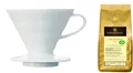 Produktbild: Kombi-Paket >> Hario v60 02 Kaffeefilter Gr.02 weiß ♥ 250g Kaffee Brasilien inkl