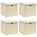 Produktbild: vidaXL Aufbewahrungsboxen mit Deckel 4 Stk. Creme 32x32x32 cm Stoff