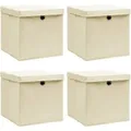 Produktbild: vidaXL Aufbewahrungsboxen mit Deckel 4 Stk Creme 32x32x32 cm Stoff 288358