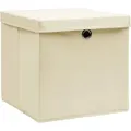 Produktbild: vidaXL Aufbewahrungsboxen mit Deckel 4 Stk. Creme 32x32x32 cm Stoff - Creme
