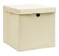 Produktbild: vidaXL Aufbewahrungsbox, Aufbewahrungsboxen mit Deckel 4 Stk. Creme 32x32x32 cm Stoff