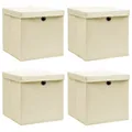 Produktbild: Aufbewahrungsboxen mit Deckel 4 Stk. Creme 32x32x32 cm Stoff