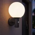 Produktbild: Wandlampe Außenleuchte Anthrazit Kugellampe wetterfest led Hauswandleuchte, Bewegungsmelder Glas Edelstahl, led 7W 806lm 2700K warmweiß, DxH 25x37 cm