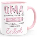 Produktbild: MoonWorks® Geschenk Tasse anpassen egal was im Leben auf dich zukommt wenigstens hast du keine hässlichen Kinder Kaffee-Becher Inner-rosa Keramik-Tasse