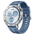 Produktbild: Huawei Watch GT 5 - 46 mm - Edelstahl - intelligente Uhr mit gewebtes Band - Fluorelastomer, Nylon - Blau - Handgelenkgr