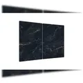 Produktbild: ALLboards Glas Herdabdeckplatte Schneidebrett SCHWARZER MARMOR 2er Set Arbeitsplatte Herdschutz Deko für Küchen Gehärtetes Glas, 2 Stück – 52x30cm