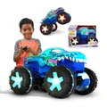 Produktbild: Hot Wheels Monster Trucks Ferngesteuertes Auto, Spielzeugtruck, übergroßer Mega-Wrex Alive im Maßstab 1:15 mit Fernbedienung, 3 ferngesteuerte Spielmodi mit interaktiven Lichtern und Geräuschen, JBD90