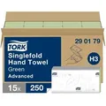 Produktbild: Tork Advanced 100% Recycelt Papierhandtücher H3 V-falz (zick-zack) Grün 2-lagig 290179 15 Stück à 250 Blatt