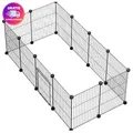 Produktbild: Kaninchengehege 12er Set, Metallzaun für Kleintiere, 120x60x38 cm, schwarz, DIY