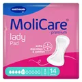 Produktbild: MoliCare lady Pad 4,5 Tropfen Extra lange Inkontinenzeinlage für Frauen mit leichter Blasenschwäche, Geruchsneutralisator, Extra Auslaufschutz, Fortschrittlicher Hautschutz, 14 Stück