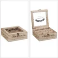 Produktbild: Relaxdays Teebox Holz Natur Mit Sichtfenster 9 Fächer 9 cm x 24 cm x 25 cm 470 g