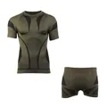 Produktbild: Mil-Tec Performance Funktionsunterwäsche Herren (Kurz, XXL/3XL) • Atmungsaktives & wärmendes Thermounterwäsche Set • Elastische Sportunterwäsche oder Skiunterwäsche • Oliv