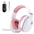 Produktbild: Gaming Headset Wireless Pink Gaming Kopfhörer Kabellos mit Abnehmbares 3D-Ste...