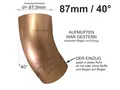 Produktbild: Kupfer Fallrohrbogen mit Einzug d= 87mm x 40° Fallrohr Bogen