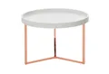 Produktbild: FINEBUY Couchtisch SuVa13945_1 (Tabletttisch Metallgestell, Wohnzimmertisch Modern), 58, Sofatisch Rund, 5 cm Weiß / Kupfer, 5x42x58