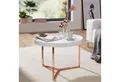 Produktbild: FINEBUY Couchtisch JESI Sofatisch rund Tabletttisch Beistelltisch Retro Metall (Tabletttisch Metallgestell, Wohnzimmertisch Modern), 58, Sofatisch Rund, 5 cm Weiß / Kupfer, 5x42x58