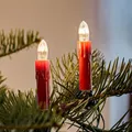 Produktbild: hellum Lichterkette Weihnachtsbaum mit Wachstropfen, Made in Germany, Kerze mit Clip, 30 Lichter, beleuchtete Länge 20,3 m, warmweiß, Schaft rot, für Innen, teilbarer Stecker, kein LED <59lm 814040