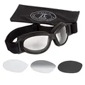 Produktbild: PiWear® Black Hills kleine Motorradbrille selbsttönend über Helm winddicht rutschfest gepolstert beschlagfrei klar