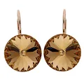 Produktbild: LÖB Brisur 750er Roségold Vergoldet Kristall Rund Topas Braun, Damen Ohrringe Hängend Ohrhänger Creolen Glitzer Strass Stein Groß Rose Gold Schmuck