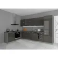 Produktbild: Küche Bianca Ecke II 210x330 cm Küchenzeile in Hochglanz Grau Küchenblock Grey