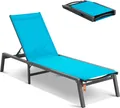 Produktbild: VEVOR Outdoor-Bänke, aus Aluminiumlegierung, 5 Einstellbare Positionen, mit Liegebereich, geeignet für Terrassen, Strände und Schwimmbäder, blau