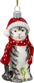 Produktbild: SIKORA Katze mit Weihnachtsmütze besondere Weihnachtskugel Glas Christbaumschmuck Deko Figur Weihnachten Anhänger Ornament - Meisterstücke - BS734, Variante:grau getiegert