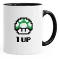 Produktbild: MoonWorks Tasse Kaffee-Tasse Geburtstag Retro Pixel-Pilz 1-Up-Pilz Level-Up Gaming Konsole 90er MoonWorks®, Keramik