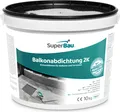 Produktbild: SuperBau, Balkonabdichtung 2k, 10 kg, Dichtschlämme Außen & Innen, Terrasse, Balkone, Keller, Dusche, Bad, Schwimmbäd