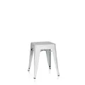 Produktbild: hjh OFFICE 645002 Metall Hocker VANTAGGIO Weiß Sitzhocker im Industry-Design, stapelbar, niedrig