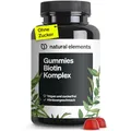 Produktbild: natural elements Biotin Haar Gummies - 120 vegane, zuckerfreie Gummibärchen mit 5000 µg Biotin pro Tagesdosis - mit Himbeergeschmack - in Deutschland produziert & laborgeprüft