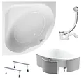 Produktbild: KOLMAN Badewanne STANDARD Eckbadewanne 150x150 mit Styroporverkleidung, Ablaufgarnitur und Füßen Komplettset 4in1 Premium Original Acryl Wanne Siphon
