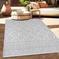 Produktbild: Paco Home Outdoor Teppich, Wetterfest, UV-beständig & Pflegeleicht, Flachgewebe Modern Boho-Style. Ideal für Terrasse Balkon Wohnzimmer & Küche, Grösse:80x150 cm, Farbe:Anthrazit