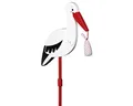 Produktbild: goki 63936 Blumenstecker Storch mit Babytuch, 77 cm lang, Holz, Gartendekoration zur Geburt & Taufe, Geschenk zur Geschenkübergabe