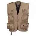 Produktbild: MFH Anglerweste Outdoor Weste, khaki, schwere Ausführung - M große aufgesetzte Rückentasche mit seitlichem Reißverschluss braun M