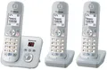 Produktbild: Panasonic KX-TG6823 Schnurlostelefon Anrufbeantworter mit Rufnummernanzeige DECT Pearly Silver + 2 zusätzliche Handsets (KX-TG6823GS)