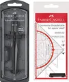 Produktbild: Faber-Castell 174530 - Schnellverstellzirkel Stream, Blackstone mit original Geodreieck 14cm (mit Griff) Geometrie Set