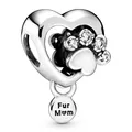 Produktbild: PANDORA Charm Anhänger Bead Sterlingsilber Hundepfote Herz Steine weiß 798873C01