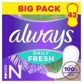 Produktbild: Always Daily Fresh Slipeinlagen Long, mit 100% pflanzenbasierten Fasern, 38 Stück, ohne Duft, bis zu 12 Stunden Schutz, ohne Duft