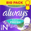 Produktbild: Always Daily Fresh Slipeinlagen Normal pflanzenbasierte Fasern ohne Duft 42 St.