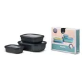 Produktbild: Mepal Frischhaltedose Cirqula eckig, aus Kunststoff, 0,5 - 2 Liter, Nordic black, luftdicht, Set, 3-teilig