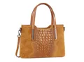 Produktbild: ITALYSHOP24 Schultertasche Made in Italy Damen echt Leder Henkeltasche Shopper Lederhandtasche, Kroko Muster, Italienische Umhängetasche Cross Over Body Bag, Premium