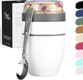 Produktbild: Milu Müslibecher to go 400ml MüsliMax Plastik Joghurtbecher für Müsli I auslaufsicherer Becher mit Löffel für Yoghurt/Porridge (Weiß)