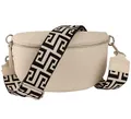 Produktbild: MIRROSI® Bauchtasche Damen, Echtleder, Made in Italy, Umhängetasche, Brusttasche, Crossbody Bag (1 Tasche & 2 Gurte) (Beige (NN Beige Schwarz), Mittelgroße Tasche (25x16x7cm))