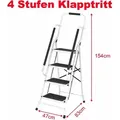 Produktbild: Klappleiter 4 Stufen Stehleiter Haushaltsleiter Aus Legierter Stahl, Mit Handlauf Und Rutschfesten Gummifüßen, Klappbare Trittleiter Einfach Zu Verstauen Und Zu Tragen, Bis 150 Kg Belastbar