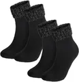 Produktbild: BRUBAKER 2er Pack Warme Damen Socken Schwarz - flauschige Weihnachtssocken - Bequeme dicke Bettsocken Kuschelsocken - Wintersocken mit Glitzer Bund - EU 39-42