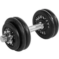 Produktbild: MOVIT® Kurzhantel PRO Set, Gusseisen Hantel, 1x 15kg, Stange 30mm Standardnorm, Griff gerändelt, Sternverschlüsse, Hantel Set Kurzhantelset Gewichte