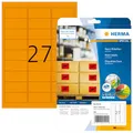 Produktbild: HERMA 5141 Farbige Etiketten neon orange, 20 Blatt, 63,5 x 29,6 mm, 27 pro A4 Bogen, 540 Stück, selbstklebend, bedruckbar, matt, blanko Papier Neon-Etiketten Farbaufkleber