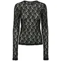 Produktbild: pieces Langarmshirt Hazel (1-tlg) Spitze schwarz XL (42)